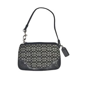 Coach Signature logo c''s canvas and leather small wristlet wallet